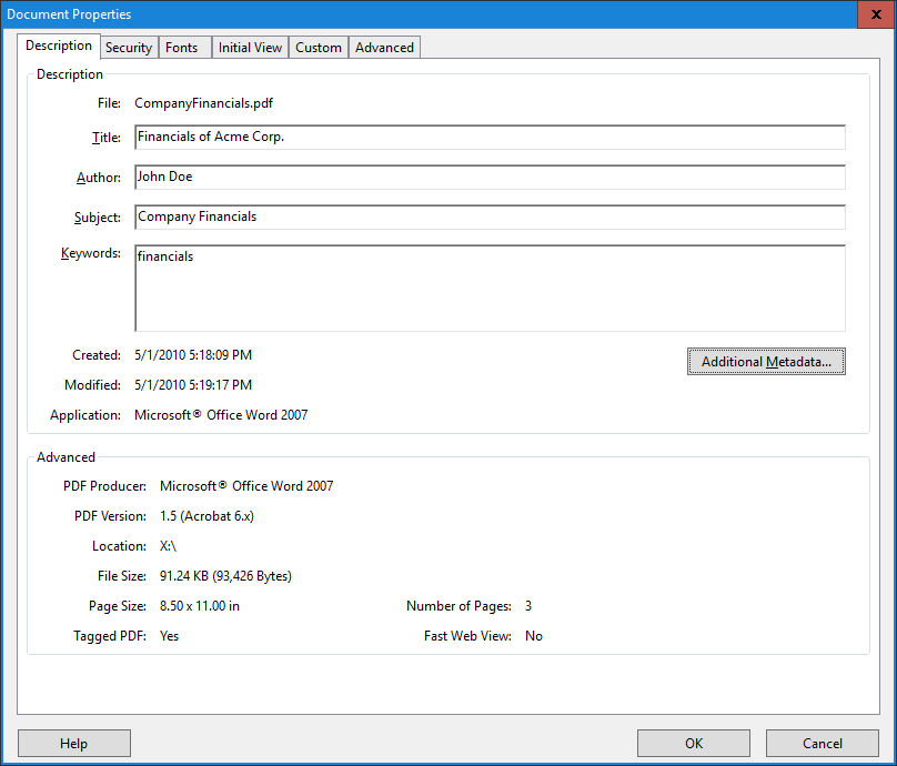 PDF Document Properties