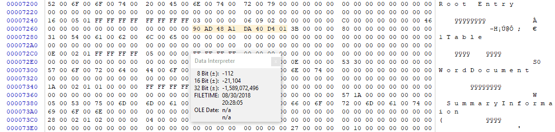 CFB Root Entry Modification Date